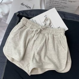 Women Summer Fashion Ladies Elastic Waists Gray Shorts