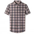 Men Middle-aged Business Casual Plaid Lapel Brown Shirt